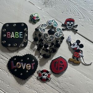 Vintage black& silver appliqués perfect for iron on patches and Y2K designs